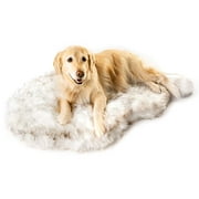 Paw Brands Dog Bed Faux Fur Memory Foam Pet Bed White Curve 40L X 25W inches