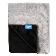 Paw Brands PupProtector Waterproof Luxury Short Faux Fur Washable Dog Throw Blanket, 60" L X 50" W X 0.5" H, Grey