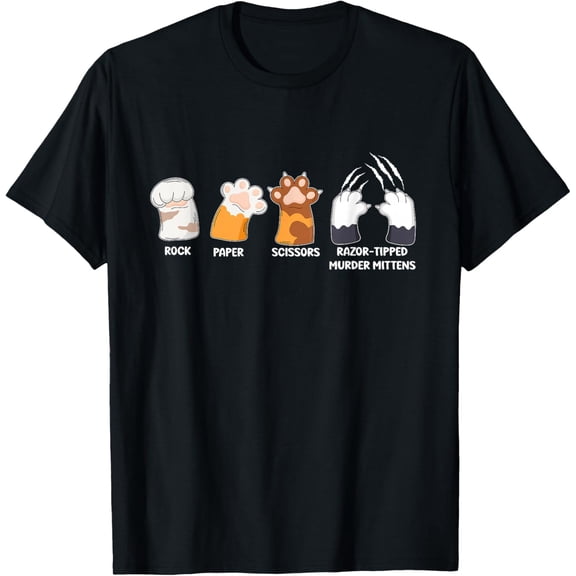 Paw Cat Rock Paper Scissors Razor Tipped Murder Mittens Fun Gifts T-shirt