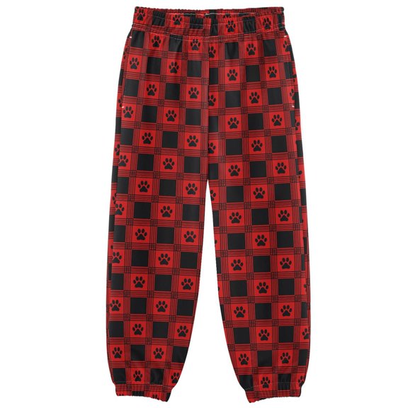 Paw Checked Boys Pants Kids Casual Sweatpants Joggers Toddler Sports Pants 3-10 Years