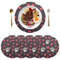 thumbnail image 1 of Paw Claws with Hearts Black Round Placemats Plate Mats 15 Inch Non-Slip Heat Resistant Washable PVC Set Indoor for Kitchen Dining Table 6PCs, 1 of 6
