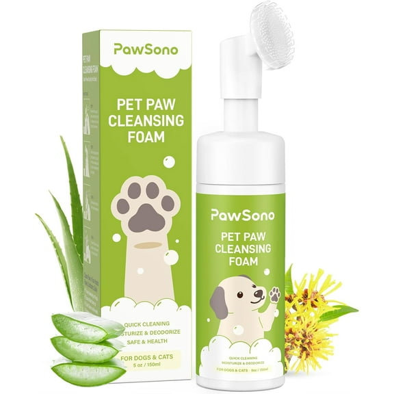 Paw Cleaner for Dogs & Cats, No-Rinse Foaming Pet Foot Washer with Built-in Scrubber Brush for Dirty, Muddy Paws  Suitable for Small, Medium & Large Dogs, Puppies, Kittens (5 fl oz)