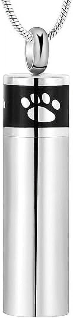 Pet Ashes Cylinder Memorial Urn Necklace Stainless... - Grandado