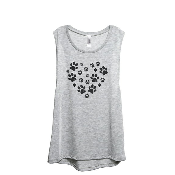 Paw Dog Heart Women's Fashion Sleeveless Muscle Workout Yoga Tank Top Sport Grey X-Large