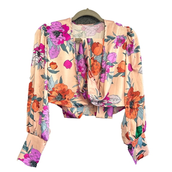 Paw Drazzel Boutique Women's Casualwear, Full Shoulder, Long Sleeve Wrap-Around Blouse