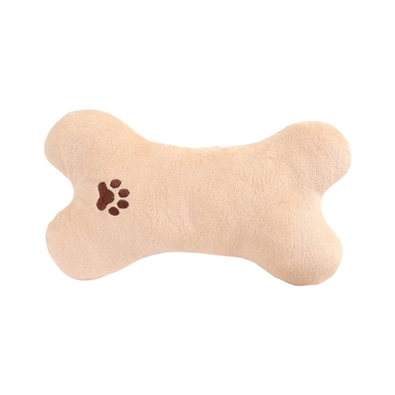 Paw Embroidered Bone Shaped Ultra Soft Plush Dog Pillow Dual-Use Rest Cushion & Gentle Chew Stuffed Toy Comfort Snuggle Accessory for Small Medium Dogs Indoor Sleep & Play(White-22x14x3cm)