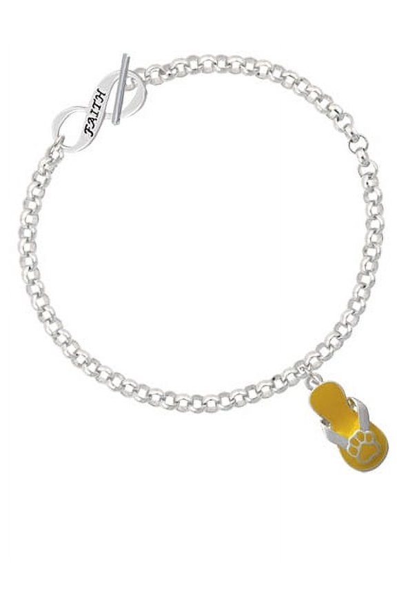 Paw Flip Flop Yellow Faith Infinity Toggle Chain Bracelet
