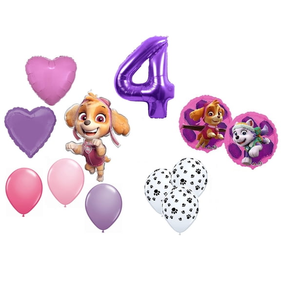 Paw Girl Pups #4 4th Birthday Party on Patrol Skye Everest Supplies Balloon Bouquet Decorations
