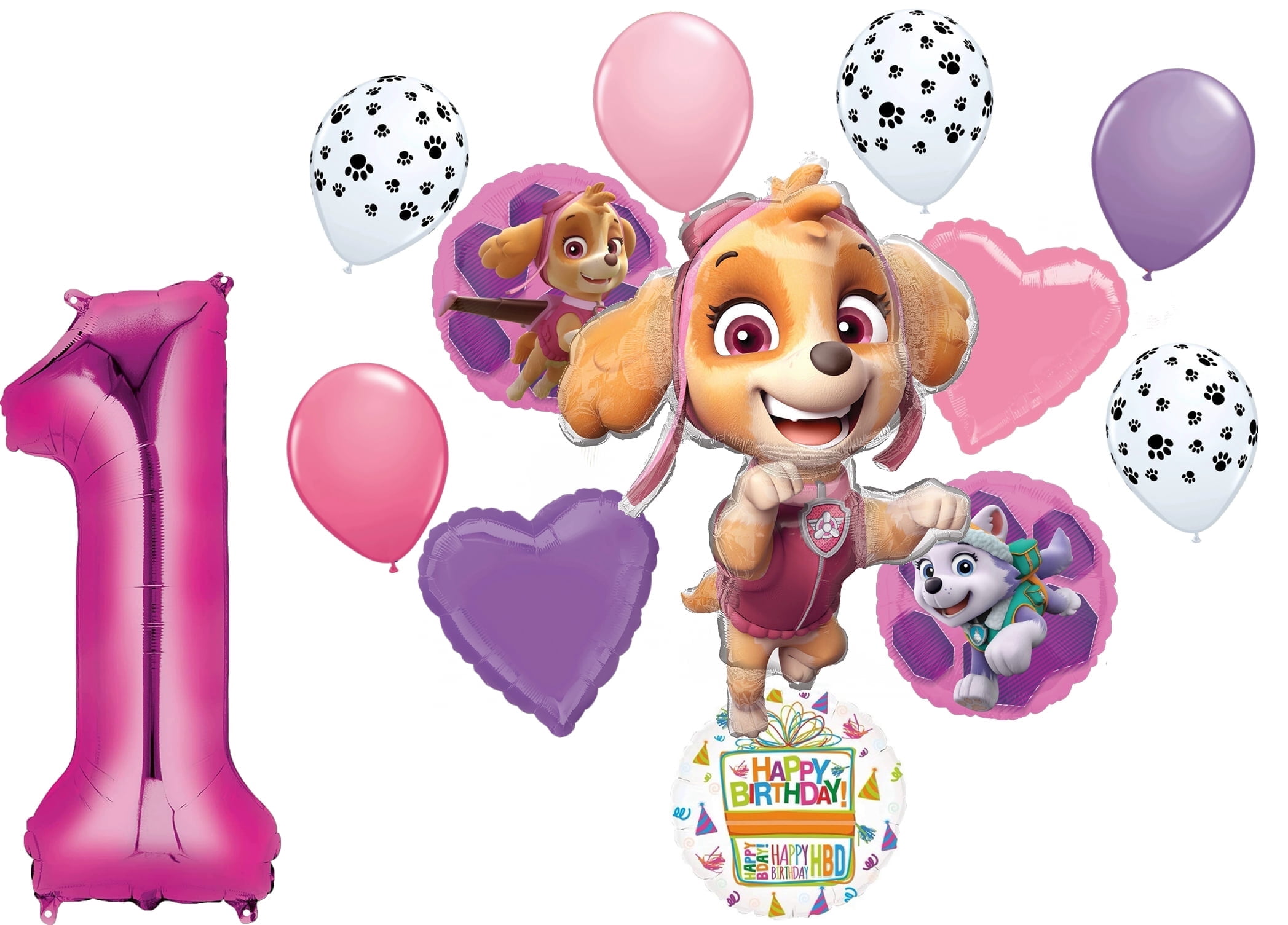 Paw Girl Pups on Patrol Skye 1st Birthday Party Supplies Balloon Bouquet Decorations