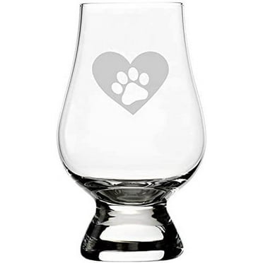 Paw Heart 4 Puppy Love Paw Prints Etched 6.5oz Whisky Glass