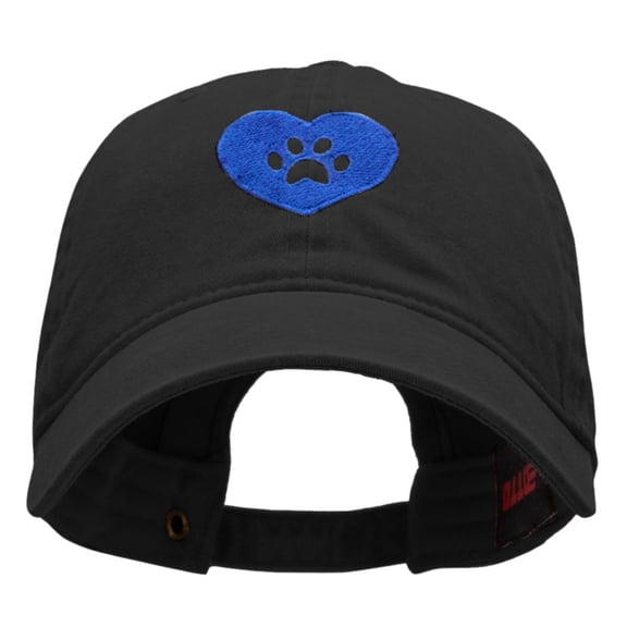 Paw Heart Logo Embroidered Cotton Twill Washed Cap - Black OSFM