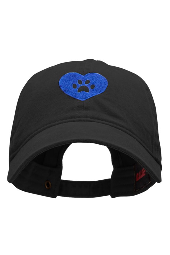 Paw Heart Logo Embroidered Cotton Twill Washed Cap - Black OSFM
