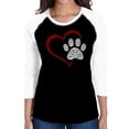 thumbnail image 1 of Paw Heart - Women's Raglan Word Art T-Shirt, 1 of 2