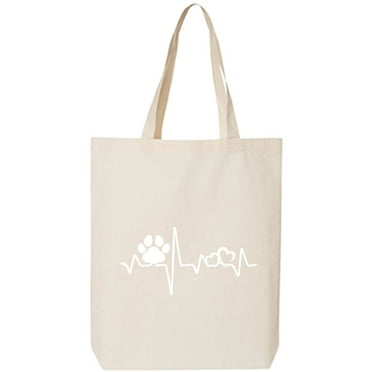Paw Heartbeat Cotton Canvas Tote Bag