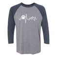 thumbnail image 1 of Paw Heartbeat Unisex 3/4 Sleeve Baseball Raglan Tee, 1 of 2
