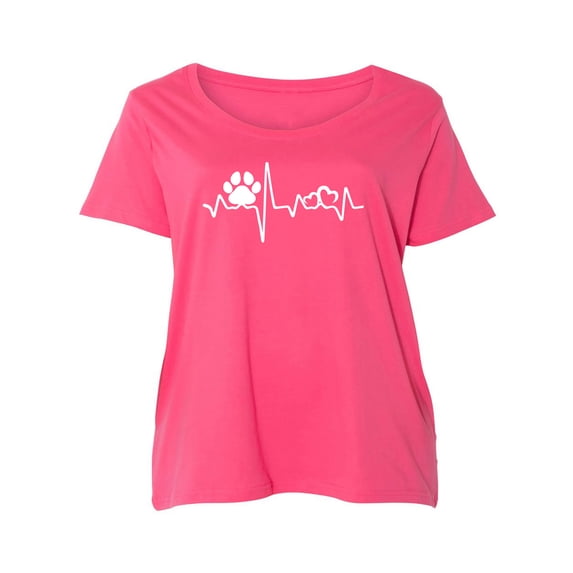 Paw Heartbeat Womens Plus Size Scoopneck Tee