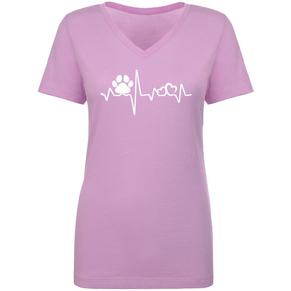 Paw Heartbeat Womens V-Neck T-Shirt