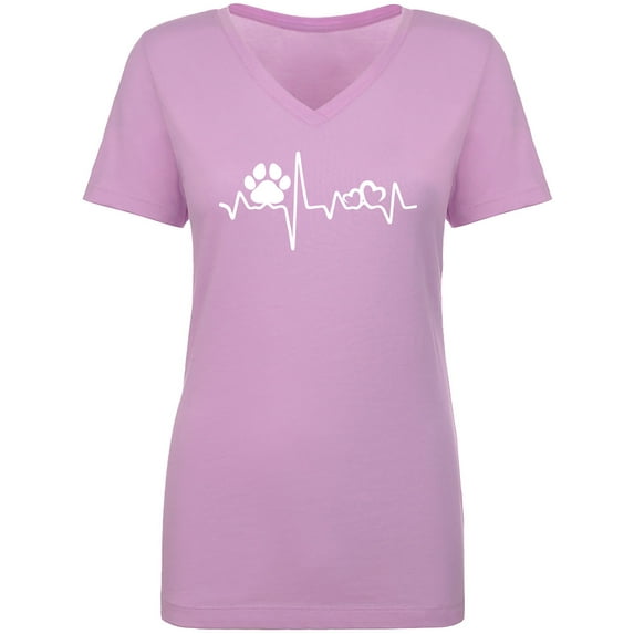Paw Heartbeat Womens V-Neck T-Shirt