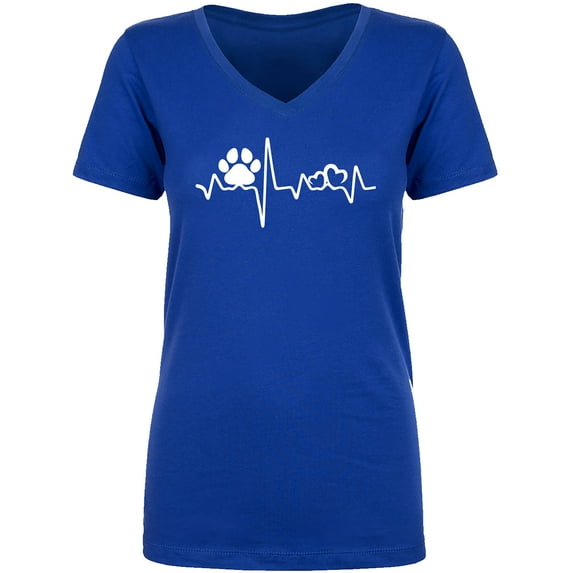 Paw Heartbeat Womens V-Neck T-Shirt