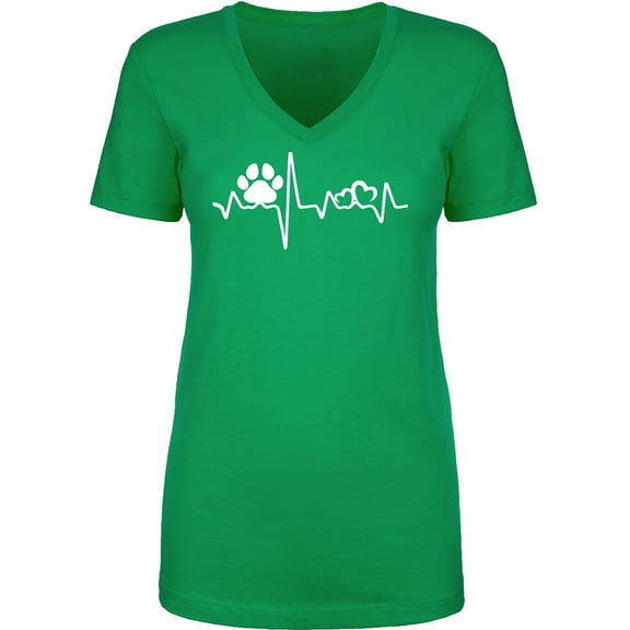 Paw Heartbeat Womens V-Neck T-Shirt