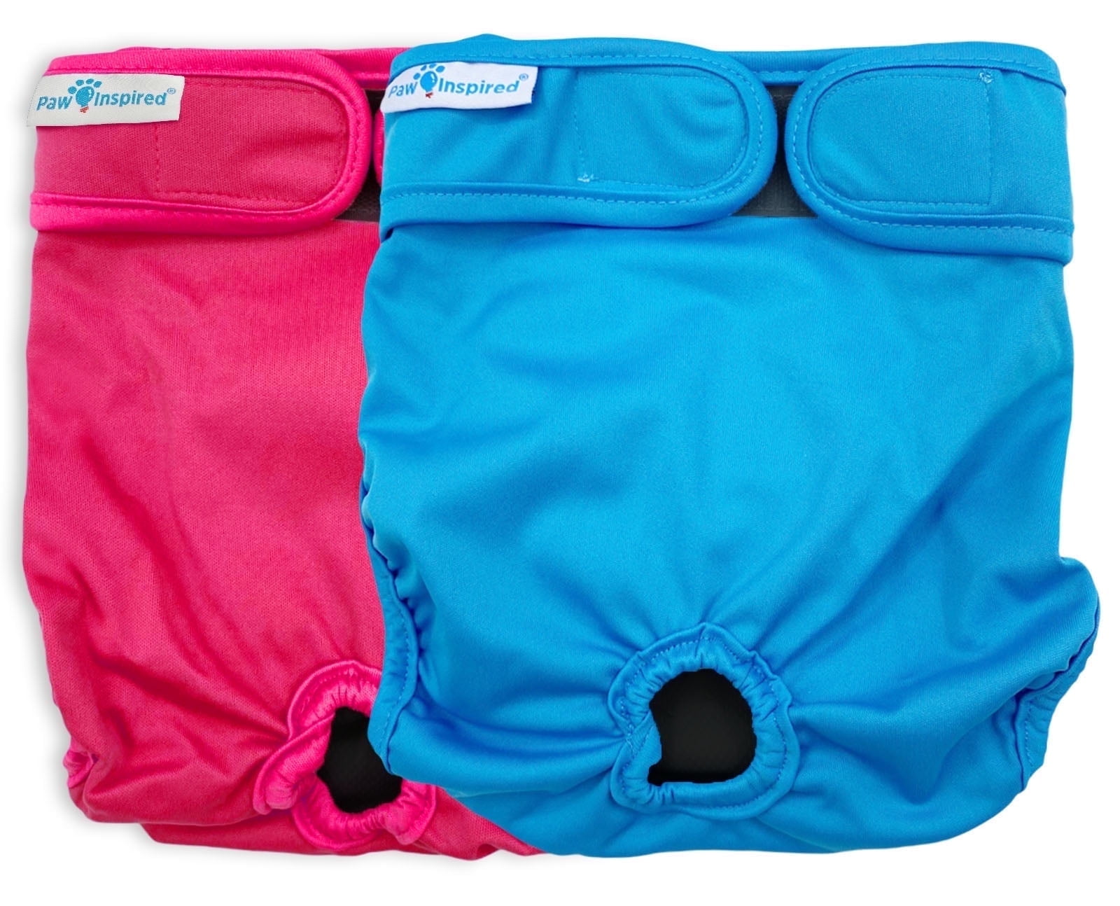 Paw Inspired 2ct Washable Reusable Dog Diapers for Female Doggie, Puppy, Cat | Cloth Diapers for Dogs in Heat, Pet Diapers | Incontinence Diapers that Stay On (Assorted (Black Lining), Large)