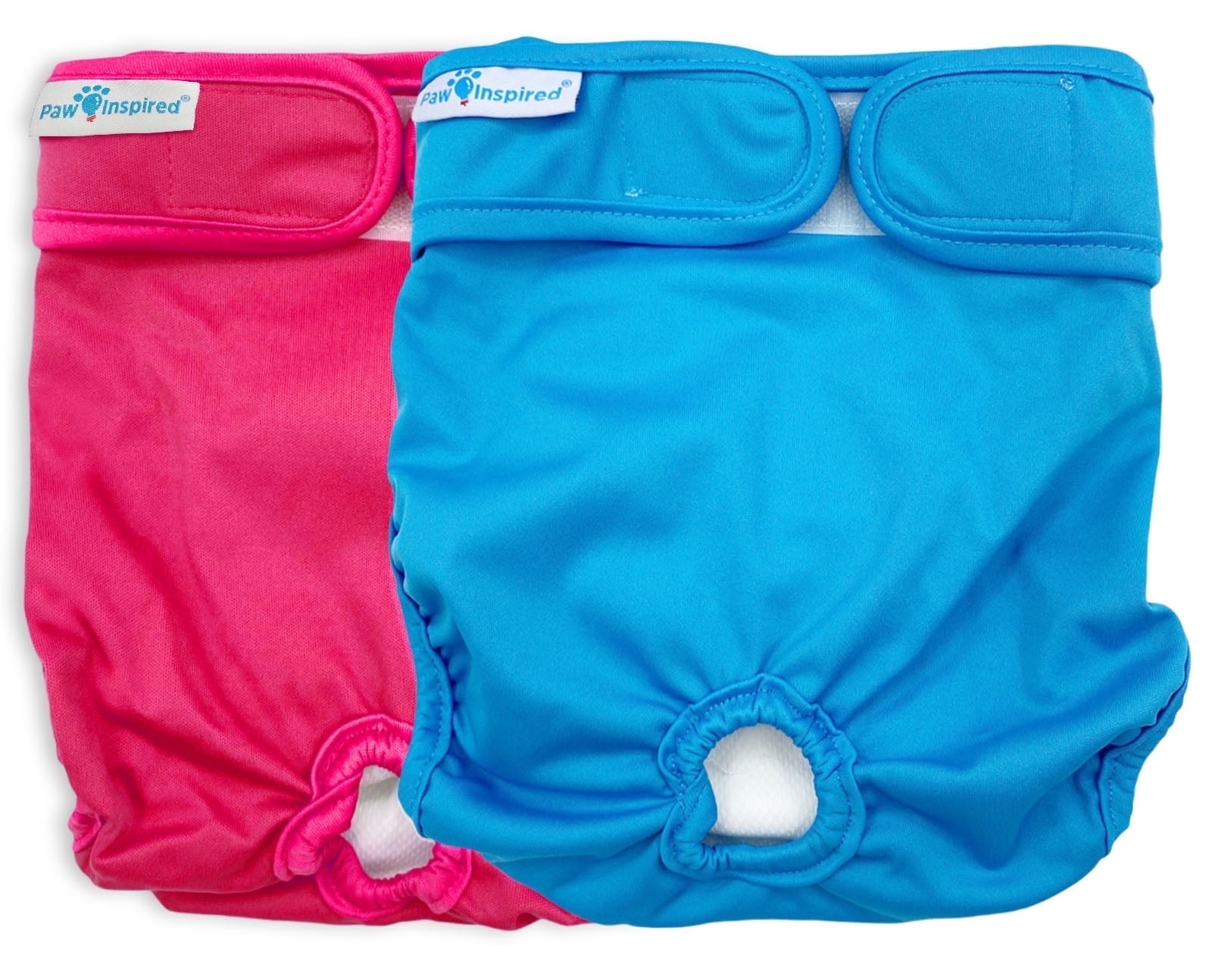 Paw Inspired 2ct Washable Reusable Dog Diapers for Female Doggie, Puppy, Cat | Cloth Diapers for Dogs in Heat, Pet Diapers | Incontinence Diapers that Stay On (Assorted (White Lining), X-Large)