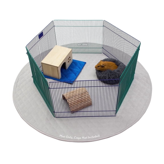 Paw Inspired 48" Round Playpen Mat | Super Absorbent Fleece Cage Liner with Non-Slip Bottom | Waterproof Pet Play Pen Pad for Dogs, Rabbits, Guinea Pigs, Hamsters, Small Animals (Light Gray)
