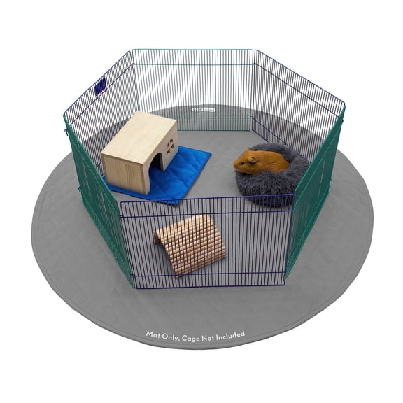 Paw Inspired 48" Round Playpen Mat | Super Absorbent Fleece Cage Liner with Non-Slip Bottom | Waterproof Pet Play Pen Pad for Dogs, Rabbits, Guinea Pigs, Hamsters, Small Animals (Dark Gray)