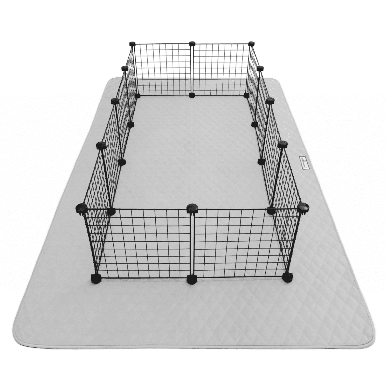 Paw Inspired 80x50” Waterproof Dog Playpen Mat, Pet Kennel Play Pen Pad for Puppy, Rabbit, Guinea Pig, Small Animals | Super Absorbent Fleece Cage Liner with Non-Slip Bottom (Light Gray)