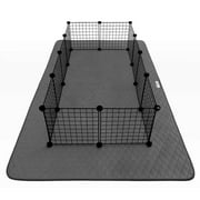 Paw Inspired 80x50” Waterproof Dog Playpen Mat, Pet Kennel Play Pen Pad for Puppy, Rabbit, Guinea Pig, Small Animals | Super Absorbent Fleece Cage Liner with Non-Slip Bottom (Tan)
