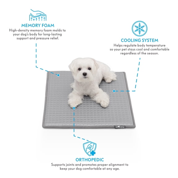 Paw Inspired Dog Cooling Mat XS Small 23 x 17 Inch Orthopedic Memory Foam Washable Crate Pad for 24 Inch Kennel