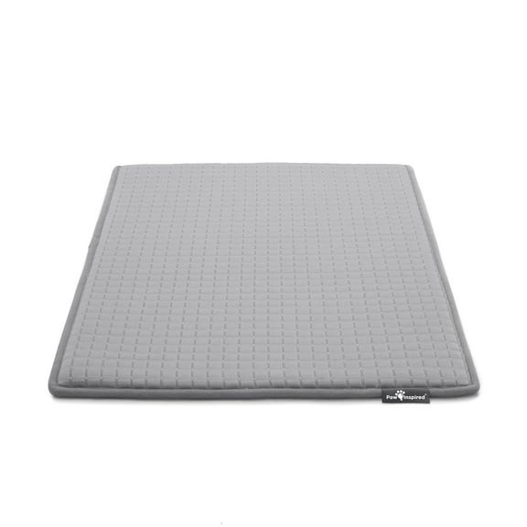 Paw Inspired Cooling Orthopedic Crate Pad for Dogs, Washable Memory Foam Dog Cooling Mat (29x18 Inch Small Size for 30 Inch Kennel, Gray)