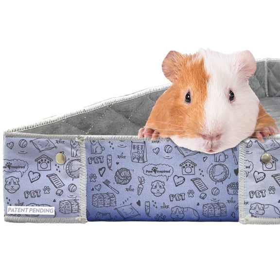 Paw Inspired Critter Box Raised Wall Guinea Pig Cage Liner for MidWest Cage, Washable Waterproof Fleece Bedding with Leakproof Corner Protection for Guinea Pigs, Rabbits, and Small Animals (Midwest)