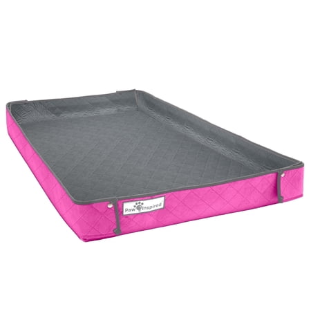 Paw Inspired Critter Box Guinea Pig Cage Liner, Washable Reversible Fleece Bedding with Raised Walls, Leakproof Waterproof Bottom (C&C 2x3, Gray/Pink)