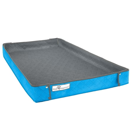 Paw Inspired Critter Box Guinea Pig Cage Liner, Washable Reversible Fleece Bedding with Raised Walls, Leakproof Waterproof Bottom (Midwest, Gray/Blue)