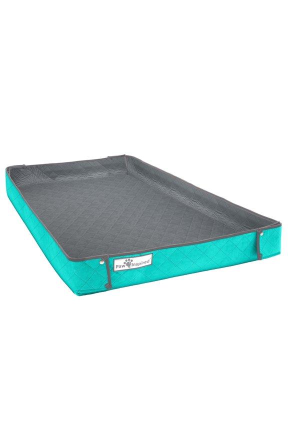 Critter Box Guinea Pig Cage Liner, Washable Reversible Fleece Bedding with Raised Walls, Leakproof Waterproof Bottom (Midwest, Gray/Green)