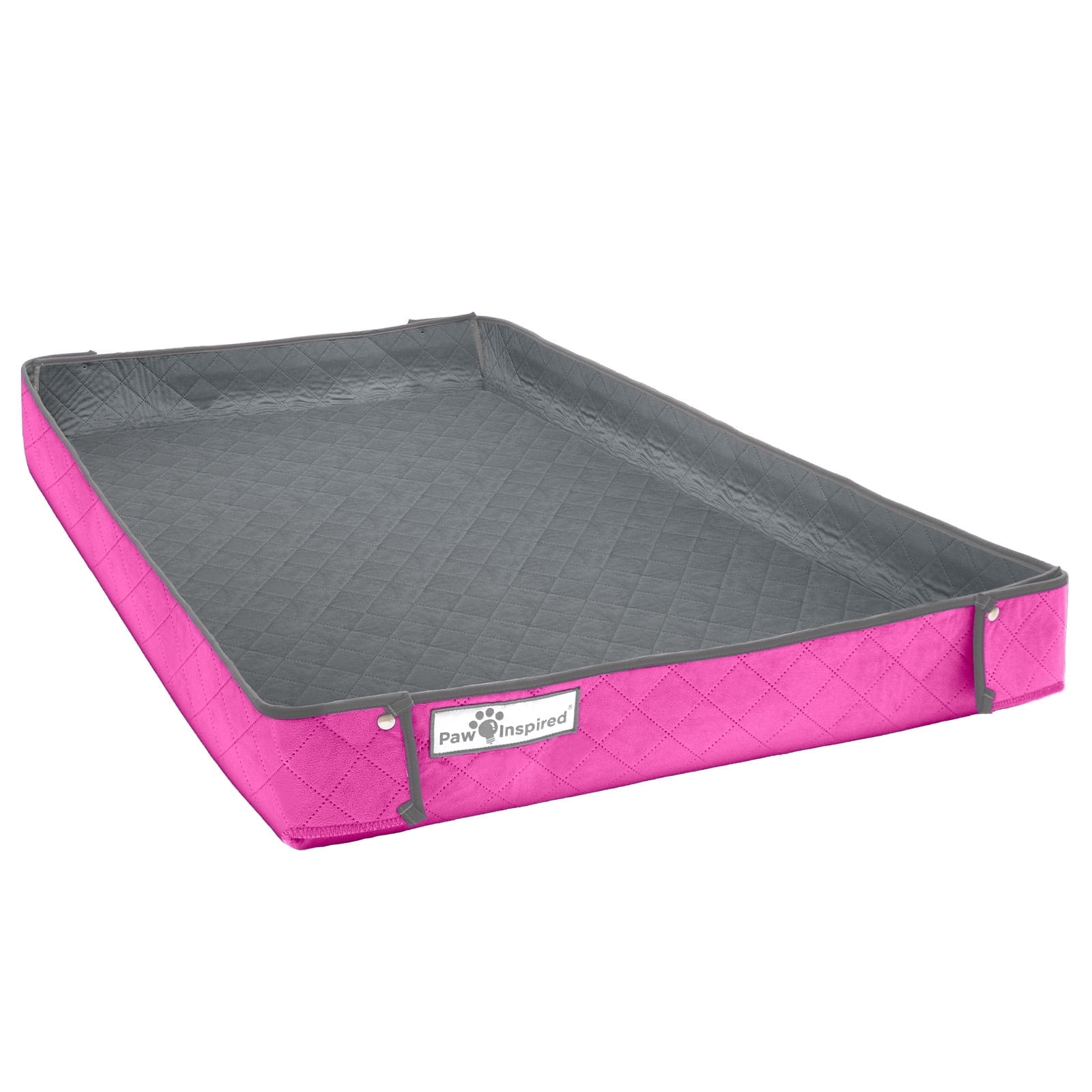 Paw Inspired Critter Box Guinea Pig Cage Liner, Washable Reversible Fleece Bedding with Raised Walls, Leakproof Waterproof Bottom (Midwest, Gray/Pink)