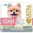 thumbnail image 1 of Paw Inspired Disposable Dog Diapers Female| Puppy, Doggie, Cat Diapers |Diapers for Dogs in Heat Period, Diapers that Stay on Bulk, Senior, Excitable Urination, or Incontinence (XXS, 32 Count), 1 of 8