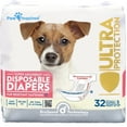 thumbnail image 1 of Paw Inspired Disposable Dog Diapers Female| Puppy, Doggie, Cat, Pet Diapers |Diapers for Dogs in Heat Period, Diapers that Stay on, Senior, Excitable Urination, or Incontinence (Small, 32 Count), 1 of 8