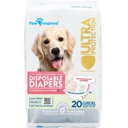 Paw Inspired Disposable Dog Diapers Female| Puppy, Doggie, Cat, Pet Diapers |Diapers for Dogs in Heat Period, Diapers that Stay on, Senior, Excitable Urination, or Incontinence X-Large, 20 Count