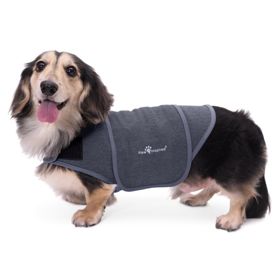 Paw Inspired Dog Anxiety Vest, Calming Weighted Thunder Jacket for Dogs, Soothing Compression Vest for Thunderstorms, Fireworks, Travel, Separation Anxiety (Gray, Small Size)