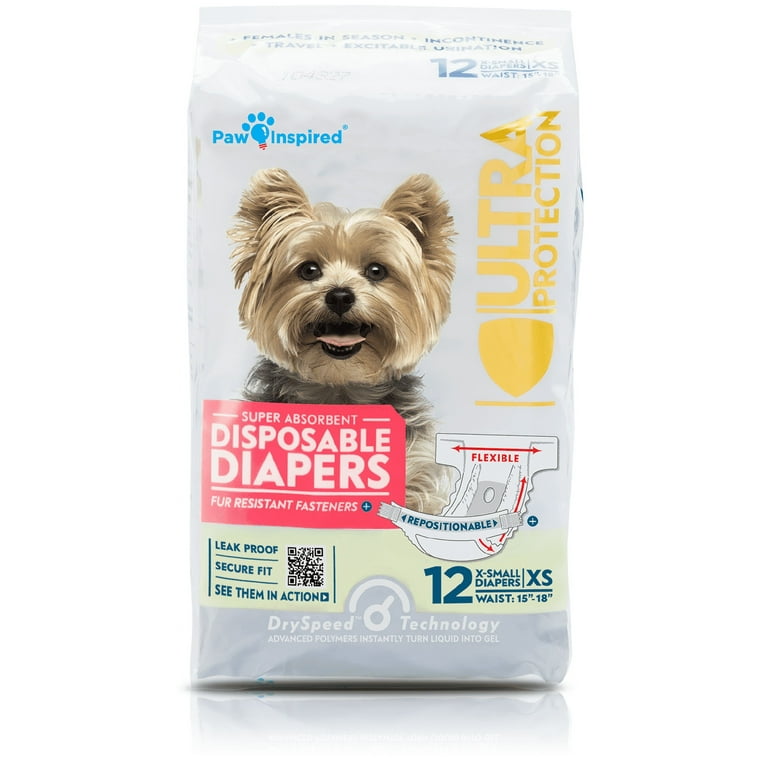 Paw Inspired Disposable Dog Diapers, Female Dogs, Incontinence