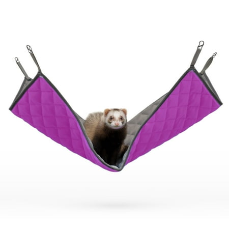 Paw Inspired Ferret Hanging Hammock 27x16.5" Hideout Bed Large for Ferret Critter Nation Cage Accessories | Hideaway Toy for Ferrets, Guinea Pigs, Rats, Chinchilla, Sugar Gliders, Cats (Gray/Pink)