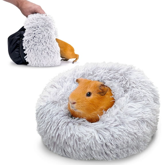 Paw Inspired Furr-O Guinea Pig Bed Burrowing Bed with Zip-On Spandex & Fleece Interchangeable Bottoms for Guinea Pigs and Other Small Animals | Hideout Hideaway (Light Gray)