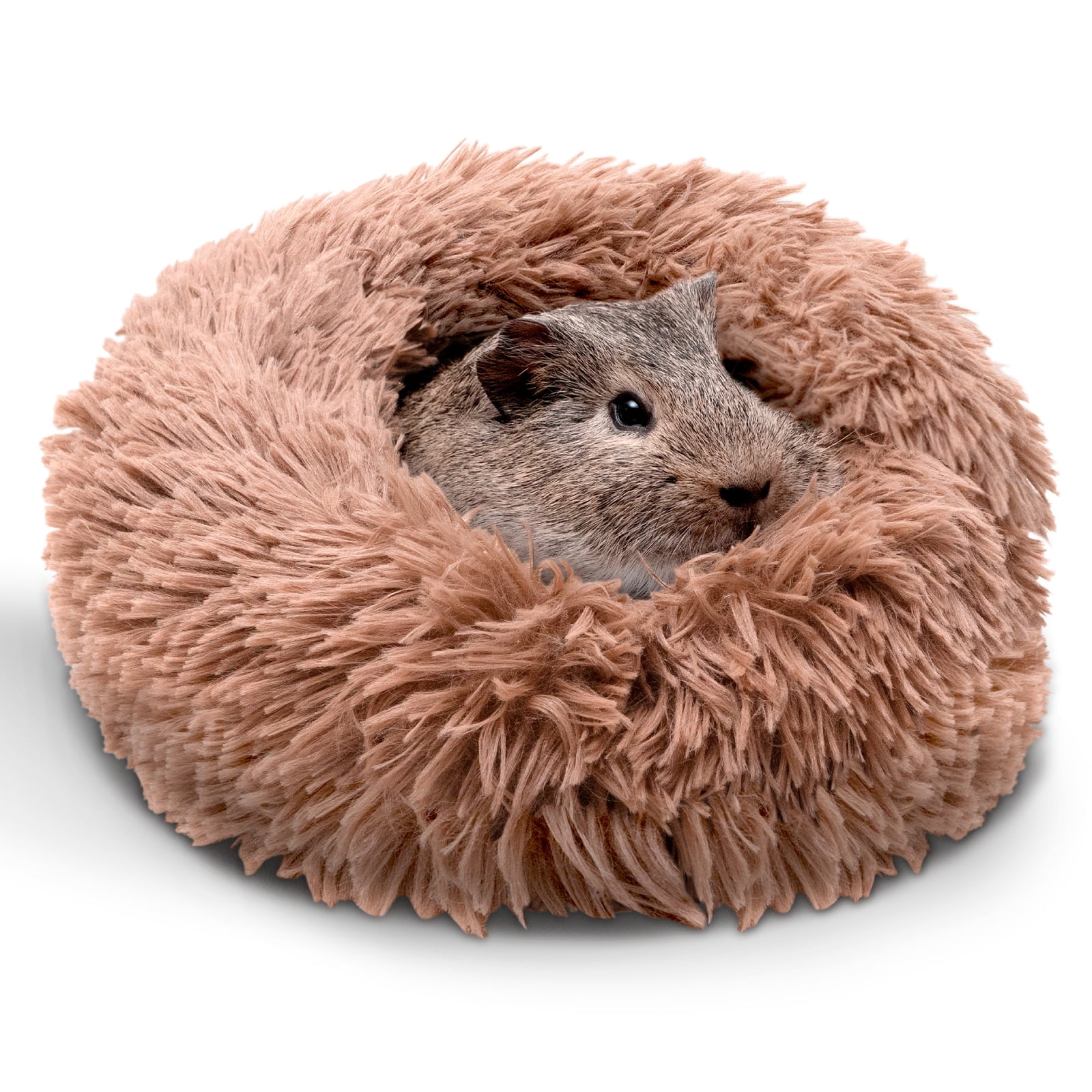 Tan Furry Burrowing Pet Bed for Small Animals