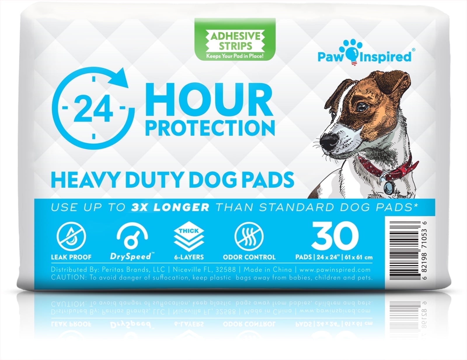 30ct Paw Inspired 24x24 in Large Dog Pee Pads with Adhesive Tabs, Extra Thick Heavy Duty Absorbent Puppy Potty Training and Incontinence Pads