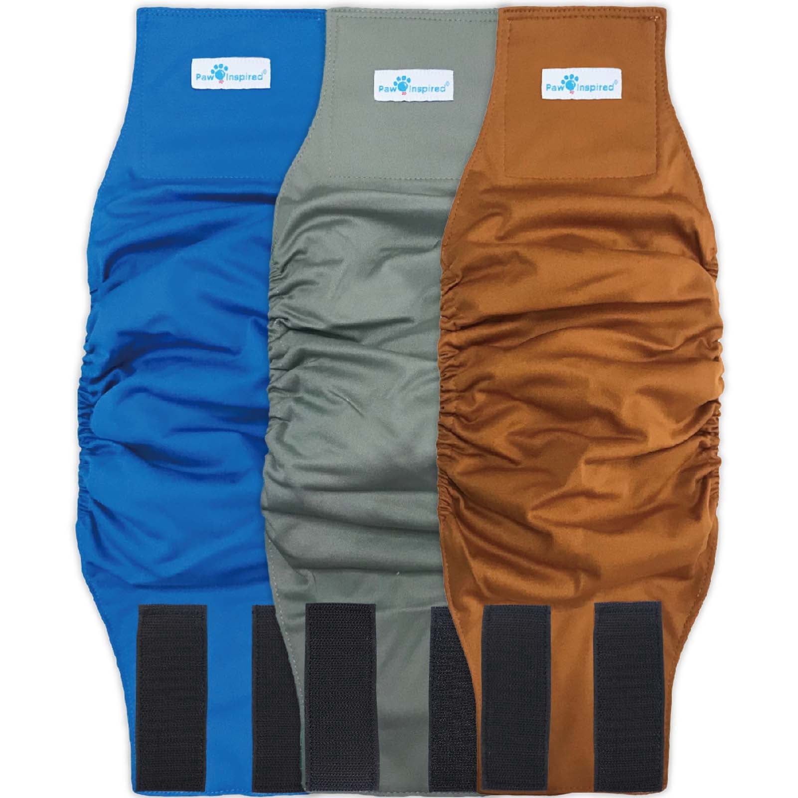 Paw Inspired Reusable Male Dog Diapers, Washable Belly Bands for Male Dogs, Dog Wraps for Incontinence (Medium (3ct), Assorted (Black Lining))