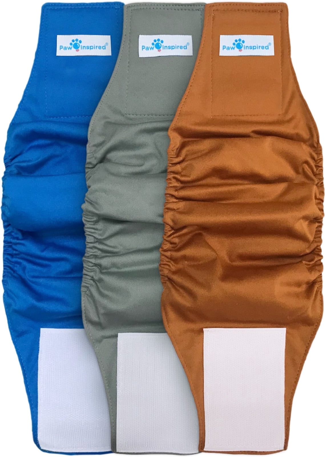 Paw Inspired Reusable Male Dog Diapers, Washable Belly Bands for Male Dogs, Dog Wraps for Incontinence (Small (3ct), Assorted (White Lining))
