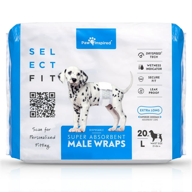 Paw Inspired Select Fit Disposable Male Wrap Belly Band for Male Dogs