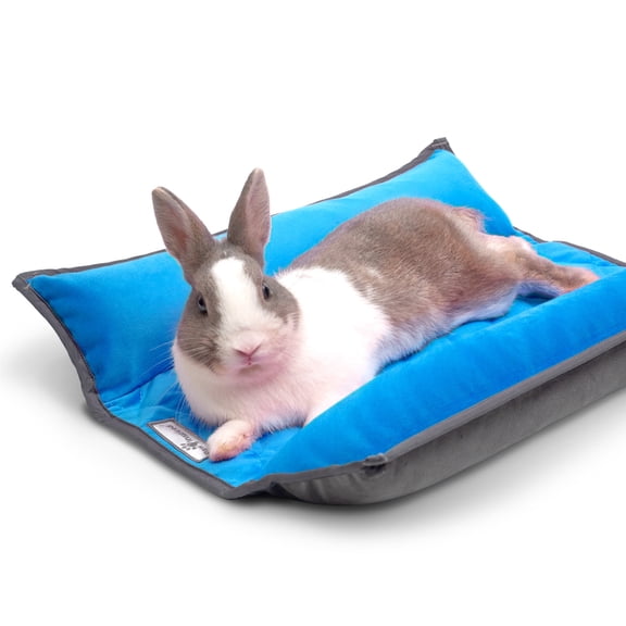 Paw Inspired 17x17" Snuggle Bunny Bed for Rabbits, Cat and Other Small Pets and Animals | Reversible Fleece Bedding with Padded Sides (Gray/Blue)